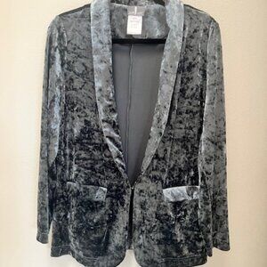 Fair Lady Silver Crushed Velvet Blazer Sz 10 Flap pocket princess seam tailoring